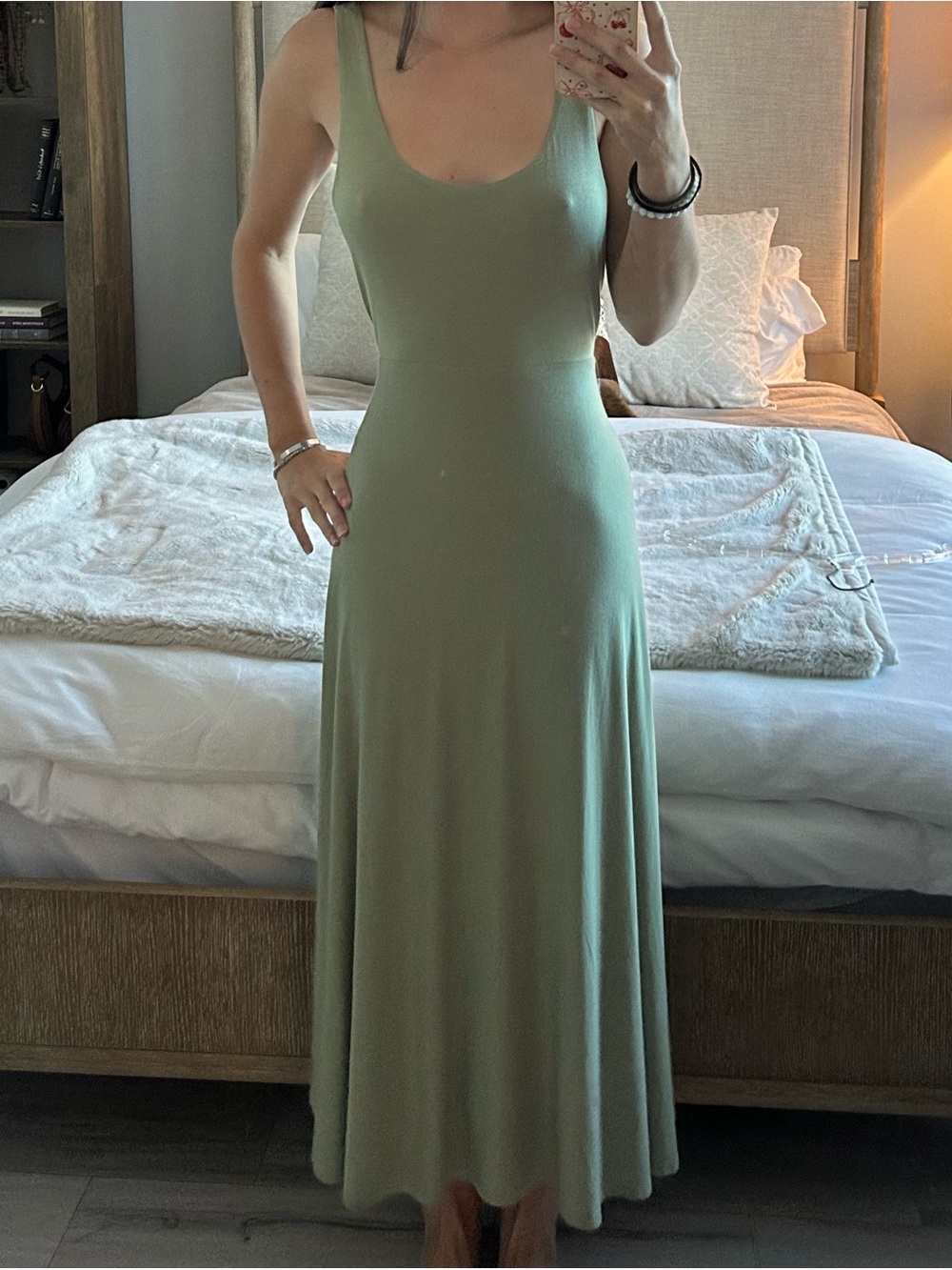 Athleta Sleeveless Scoop Maxi Dress in Sage Green